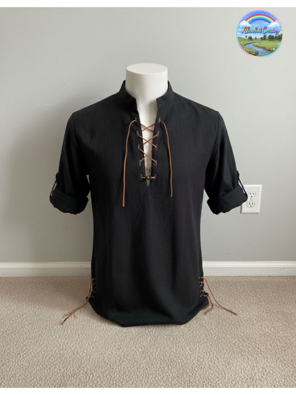 Men's Pure Cotton Renaissance Lace Up Shirt Pirate Viking Cosplay